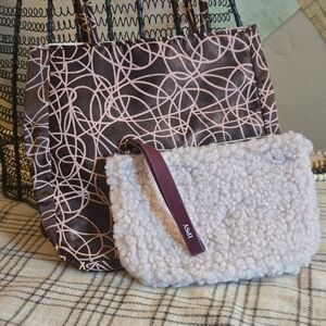 Stylish Brown and Cream Women's Bag Set